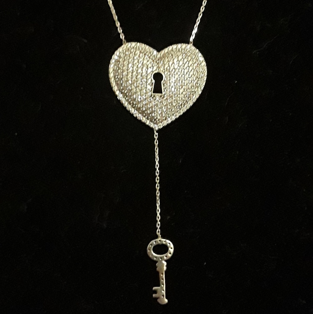 Silver Heart and Key Chain